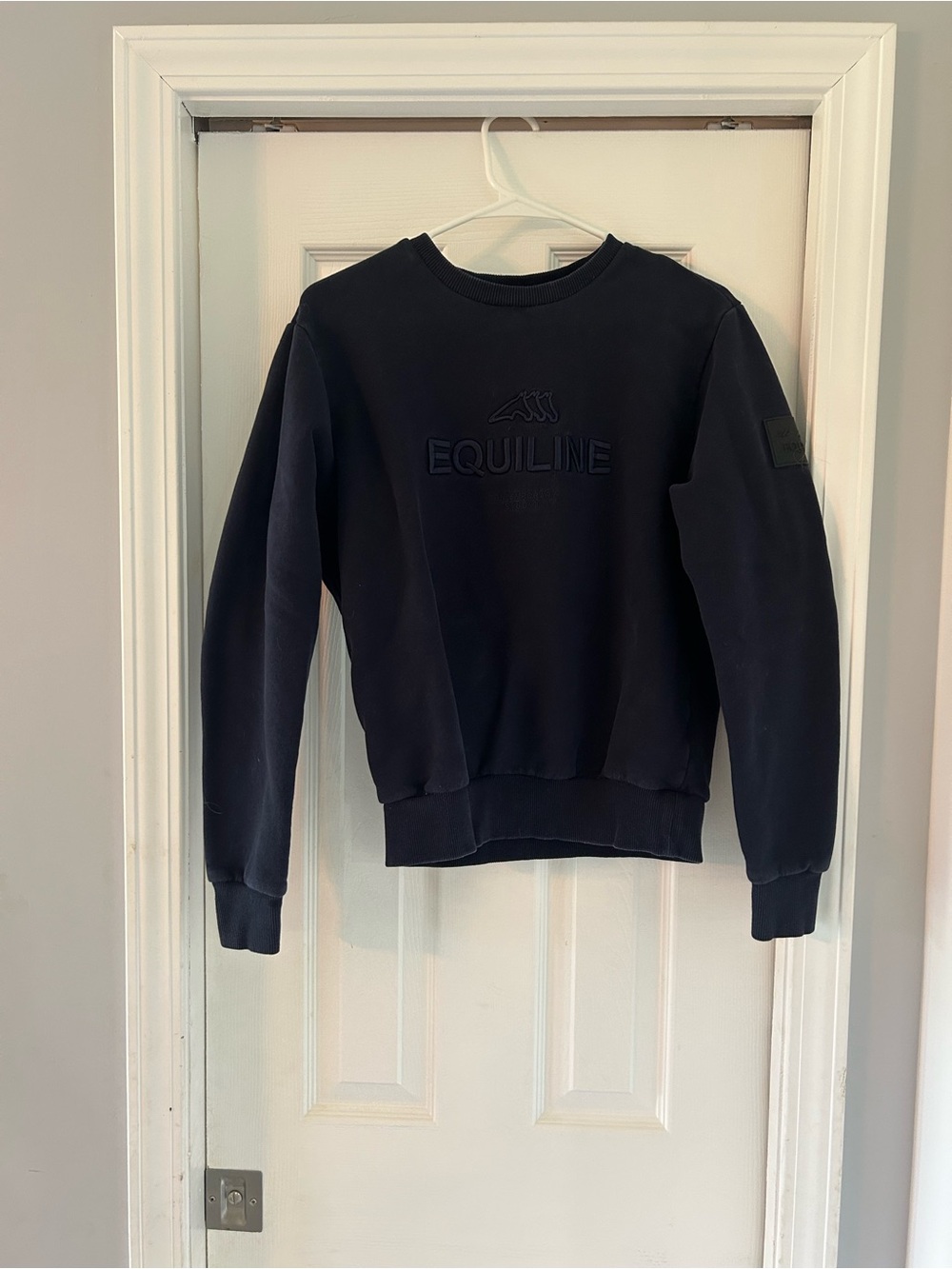 Equiline Camiliac Navy Technical Crewneck Sweatshirt 3D Embossed Logo
